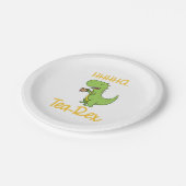Funny Dinosaur T-Rex Tyrannosaurus Tea Rex Pappteller (Schrägansicht)