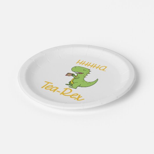 Funny Dinosaur T-Rex Tyrannosaurus Tea Rex Pappteller (Schrägansicht)