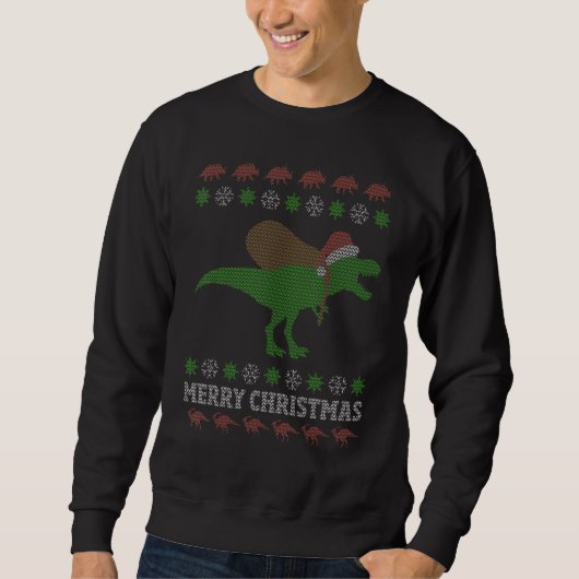 Funny Dinosaur T Rex Ugly Christmas Sweaters Sweatshirt (Vorderseite)