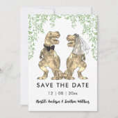 Funny Dinosaur Themed Wedding Save The Date (Vorderseite)