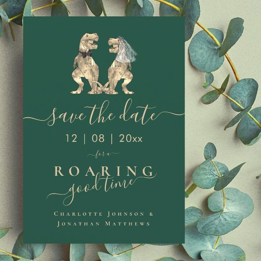 Funny Dinosaur Themed Wedding Save The Date