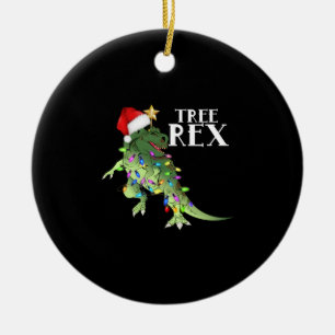 FUNNY DINOSAUR TREE REX MIT CHRISTMAS LIGHTS T-SH KERAMIK ORNAMENT