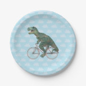 Funny Dinosaur TRex Fahrradfahren Pappteller (Vorderseite)