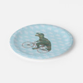 Funny Dinosaur TRex Fahrradfahren  Pappteller (Schrägansicht)
