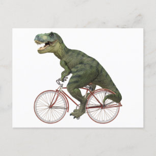Funny Dinosaur TRex Fahrradfahren Postkarte