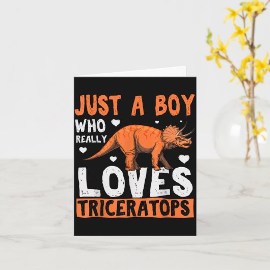 Funny Dinosaur Triceratops Apparel For Boys Karte (Gelbe Blume)