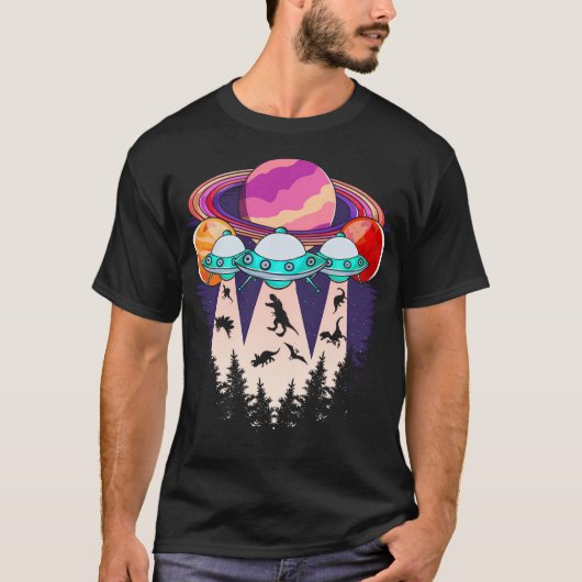 Funny Dinosaur Ufo Lover Alien T-Shirt (Vorderseite)