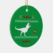 Funny Dinosaur Ugly Sweater Elf T-rex Keramik Ornament (Rechts)