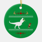 Funny Dinosaur Ugly Sweater Elf T-rex Keramik Ornament (Vorne)