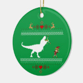 Funny Dinosaur Ugly Sweater Elf T-rex Keramik Ornament (Links)