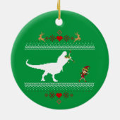 Funny Dinosaur Ugly Sweater Elf T-rex Keramik Ornament (Hinten)
