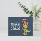 Funny Dinosaur Valentinstag Feiertagspostkarte (Stehend Vorderseite)