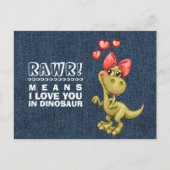 Funny Dinosaur Valentinstag Feiertagspostkarte (Vorderseite)