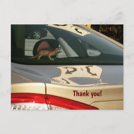 Funny Dinosaur Vielen Dank Postcard Postkarte (Vorderseite)