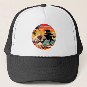 FUNNY DINOSAUR WAVE KANAGAWA VINTAG TRUCKERKAPPE