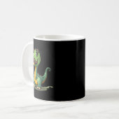 Funny Dinosaur With Mustache Beard For Adults And Kaffeetasse (Vorderseite Links)