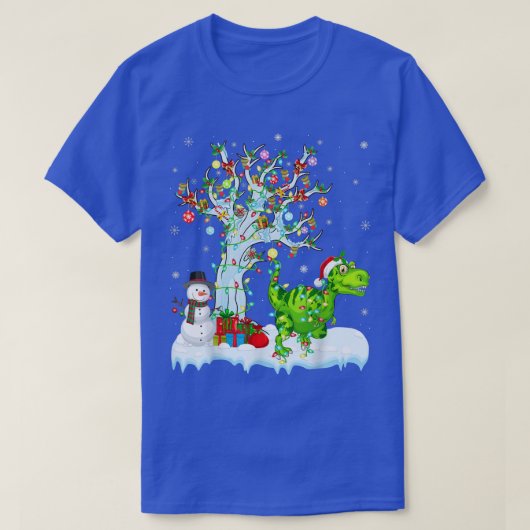 Funny Dinosaur Xmas Tree Lighting Santa Dinosaur C T-Shirt (Design vorne)