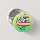 Funny dinosaur Yacht Birthday Party DIY Name Button (Vorne & Hinten)