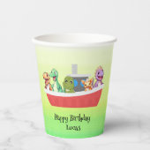 Funny dinosaur Yacht Birthday Party DIY Name Pappbecher (Vorderseite)