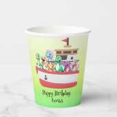 Funny dinosaur Yacht Birthday Party DIY Name Pappbecher (Vorderseite)