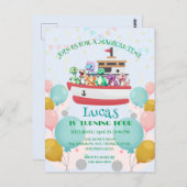 Funny dinosaur Yacht Birthday Party DIY Name Postkarte (Vorne/Hinten)