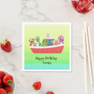 Funny dinosaur Yacht Birthday Party DIY Name Serviette