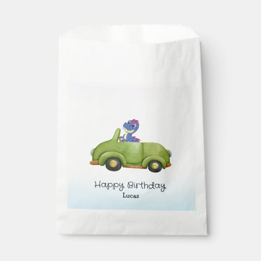 Funny Dinosaurier antikes Auto B2S Kindergeburtsta Geschenktütchen (Vorderseite)