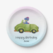 Funny Dinosaurier antikes Auto B2S Kindergeburtsta Pappteller (Vorderseite)
