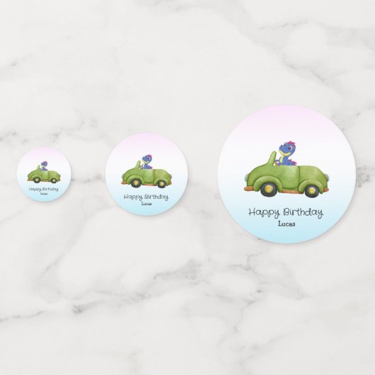 Funny Dinosaurier Antikwagen Geburtstagsschüler Konfetti (Vorderseiten)