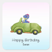 Funny Dinosaurier Antikwagen Geburtstagsschüler Quadratischer Aufkleber (Vorderseite)