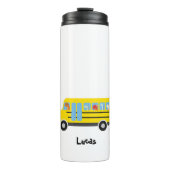 Funny Dinosaurier bereit zurück zur Schule Bus Jun Thermosbecher (Vorderseite)