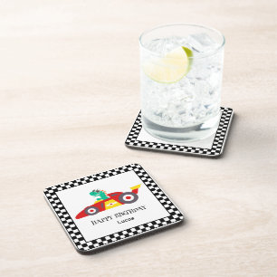 Funny Dinosaurier Birthday Rennwagenjunge Kinder N Getränkeuntersetzer