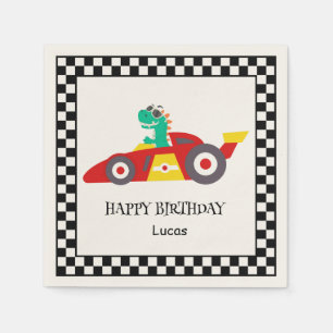 Funny Dinosaurier Birthday Rennwagenjunge Kinder N Serviette