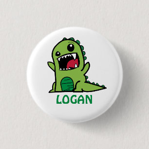 Funny Dinosaurier Cartoon mit Namen Button