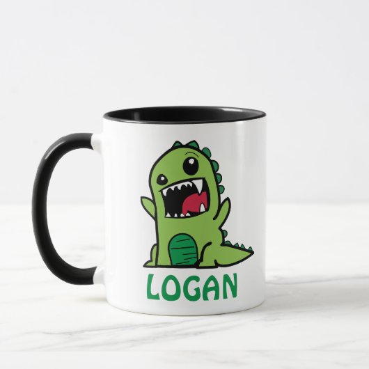 Funny Dinosaurier Cartoon mit Namen Tasse (Links)