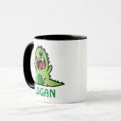 Funny Dinosaurier Cartoon mit Namen Tasse (Vorderseite Links)