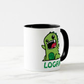 Funny Dinosaurier Cartoon mit Namen Tasse (VorderseiteRechts)