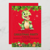 Funny Dinosaurier fressen Lebkuchen Weihnachten Einladung (Vorne/Hinten)