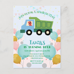 Funny Dinosaurier Garbage LKW Geburtstagspartei Na Postkarte