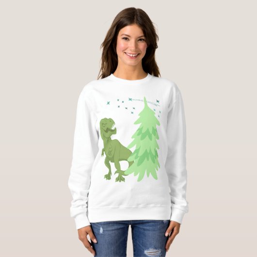 Funny Dinosaurier, Holiday T-Rex Weihnachtsbaum Sweatshirt (Vorne ganz)