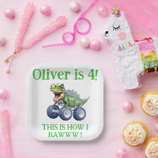 Funny Dinosaurier Monster LKW Pappteller (Party)