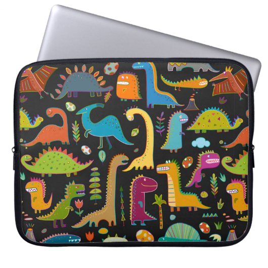 Funny Dinosaurier nahtloses Muster Laptopschutzhülle (Vorderseite)
