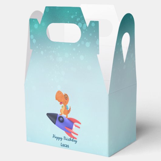 Funny Dinosaurier Rakete zurück 2 Schule Geburtsta Geschenkschachtel (Geöffnet)