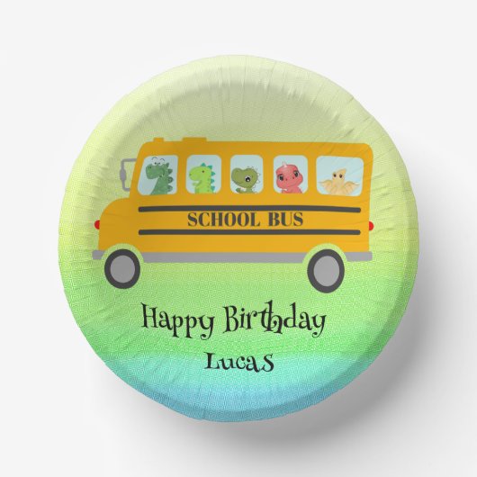 Funny Dinosaurier Schule Bus Geburtstagsparty DIY Pappteller (Vorderseite)