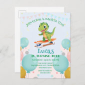 Funny Dinosaurier Skateboard Geburtstagsparty Jung Einladungspostkarte (Vorne/Hinten)