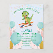 Funny Dinosaurier Skateboard Geburtstagsparty Jung Einladungspostkarte (Vorderseite)