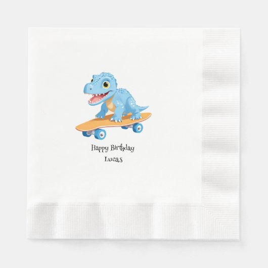Funny Dinosaurier Skateboard Geburtstagsparty Jung Serviette (Vorderseite)