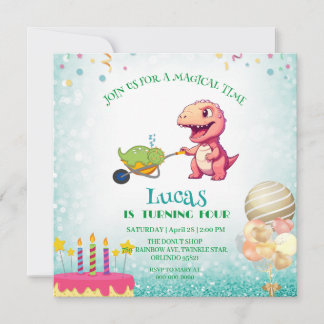 Funny Dinosaurier Strohkarren Geburtstagskinder Pa Einladung