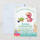 Funny Dinosaurier Strohkarren Geburtstagskinder Pa Postkarte (Vorne/Hinten)