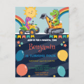 Funny Dinosaurier Traktor Ballon Boy Back To Schoo Postkarte (Vorderseite)